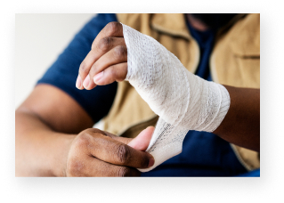 Man with injured hand