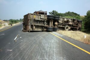 Truck accident on road