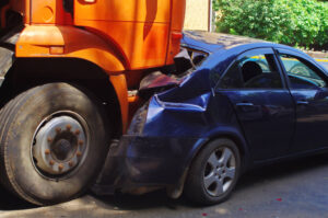 truck and passenger car collision.