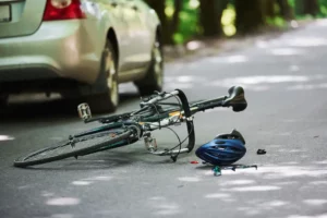 Bicycle on the ground after an accident