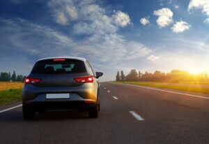 Car and light on the road.